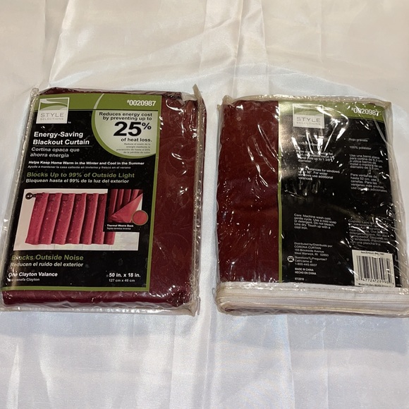 Bundle of 2 Energy saving blackout valance, wine - Picture 2 of 6